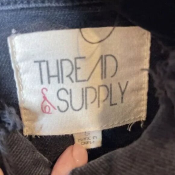 Thread & Supply Jean Jacket Black Distressed Small Item #4 - Picture 2 of 10